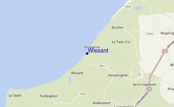 mapa de localização de Wissant