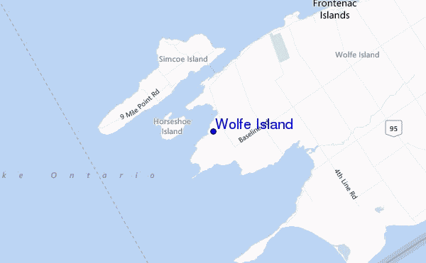 mapa de localização de Wolfe Island