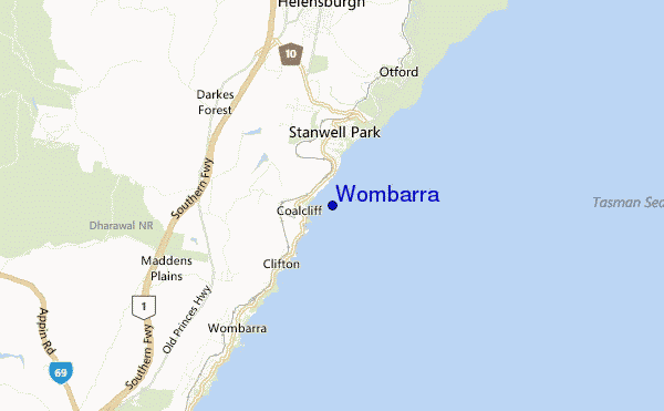 mapa de localização de Wombarra