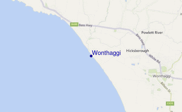 mapa de localização de Wonthaggi