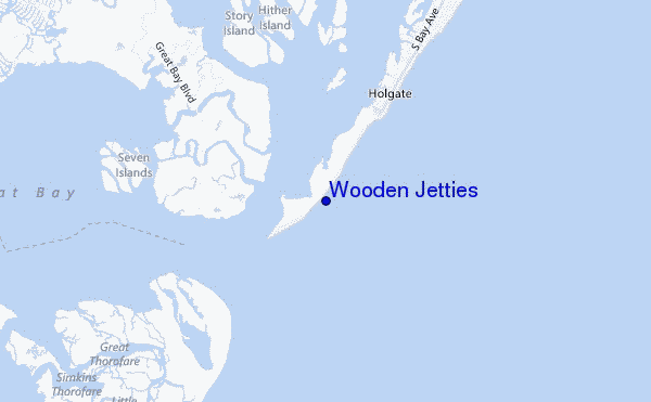 mapa de localização de Wooden Jetties