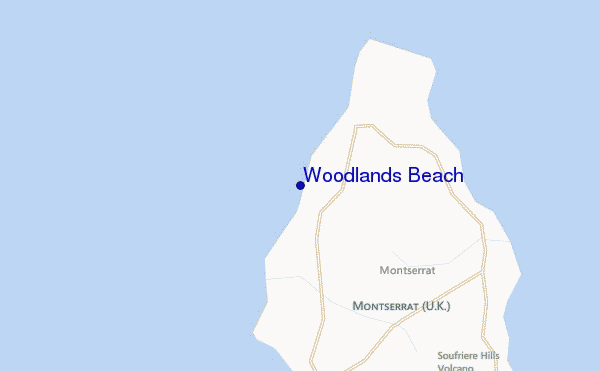 mapa de localização de Woodlands Beach