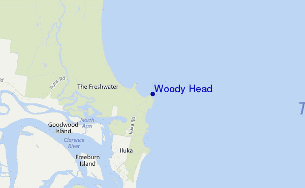 mapa de localização de Woody Head