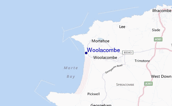 mapa de localização de Woolacombe