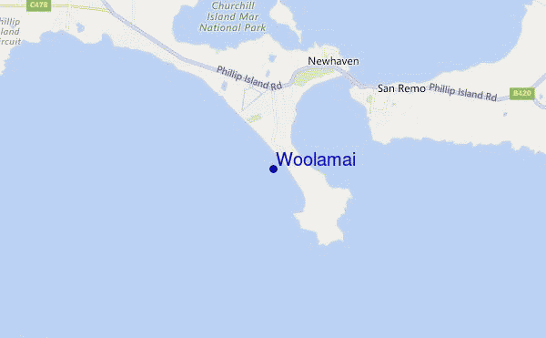 mapa de localização de Woolamai