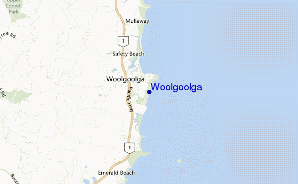 mapa de localização de Woolgoolga