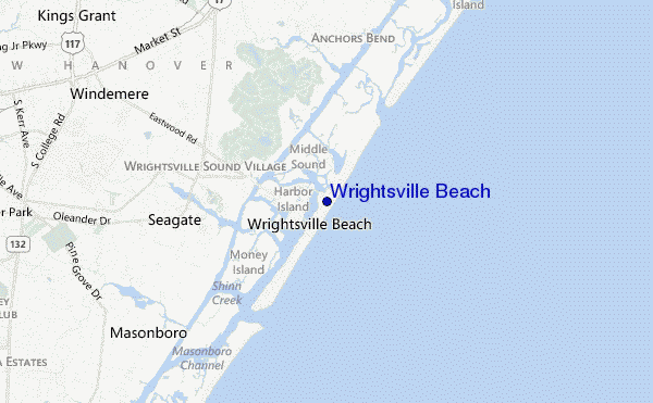 mapa de localização de Wrightsville Beach