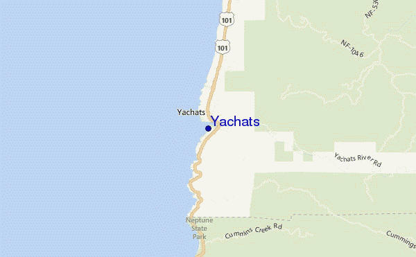 mapa de localização de Yachats
