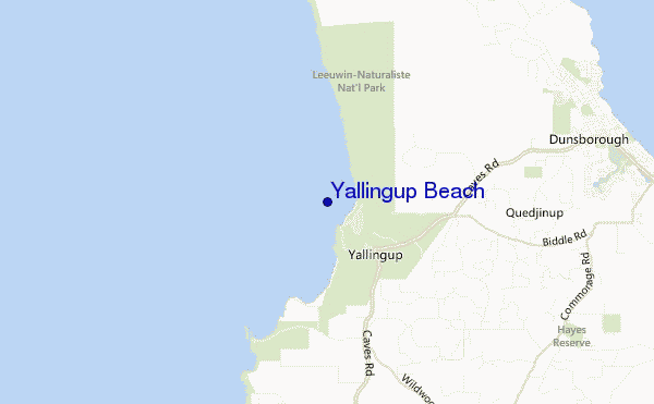 mapa de localização de Yallingup Beach