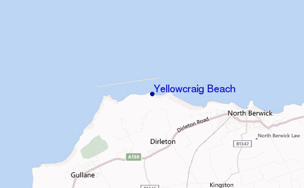 mapa de localização de Yellowcraig Beach