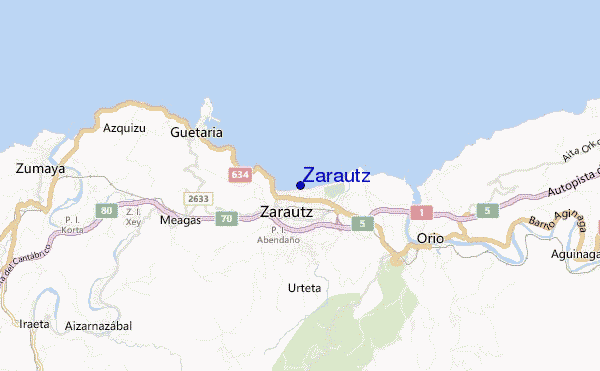mapa de localização de Zarautz