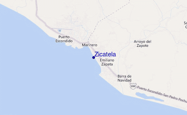 mapa de localização de Zicatela