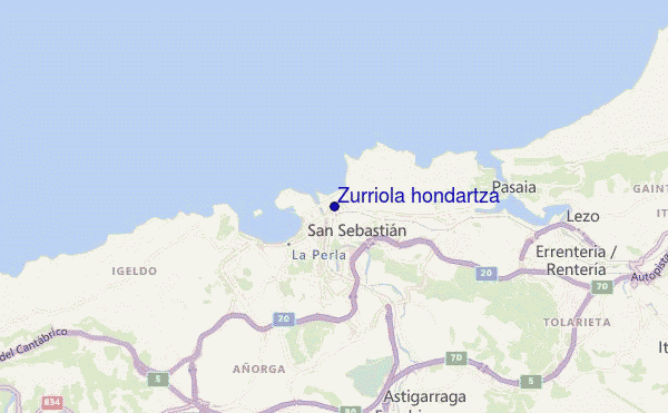mapa de localização de Zurriola hondartza
