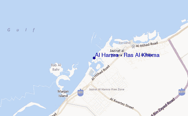 mapa de localização de Al Hamra - Ras Al Khema