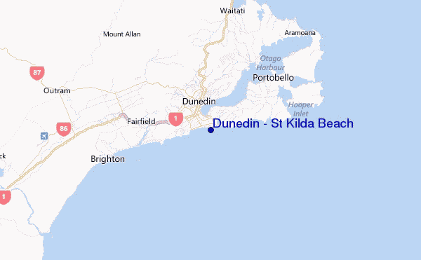 Dunedin - St Kilda Beach Location Map