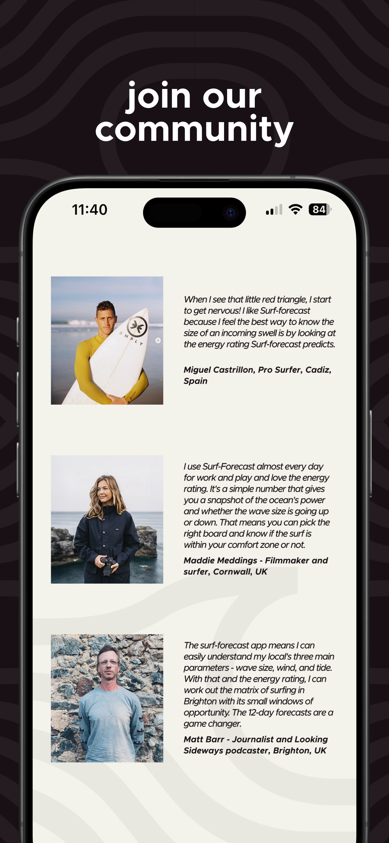 Captura de tela do app de previsão de surf 10