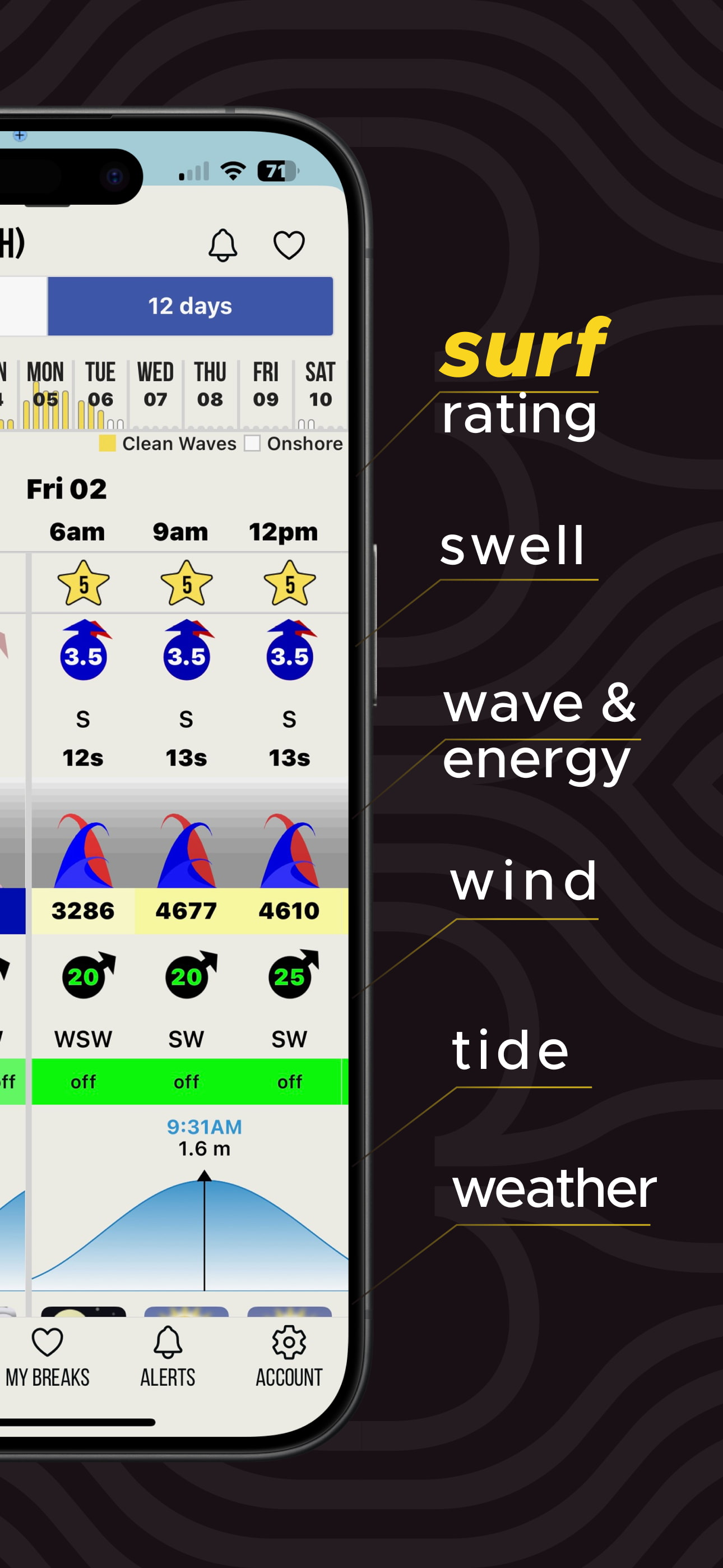 Captura de tela do app de previsão de surf 3