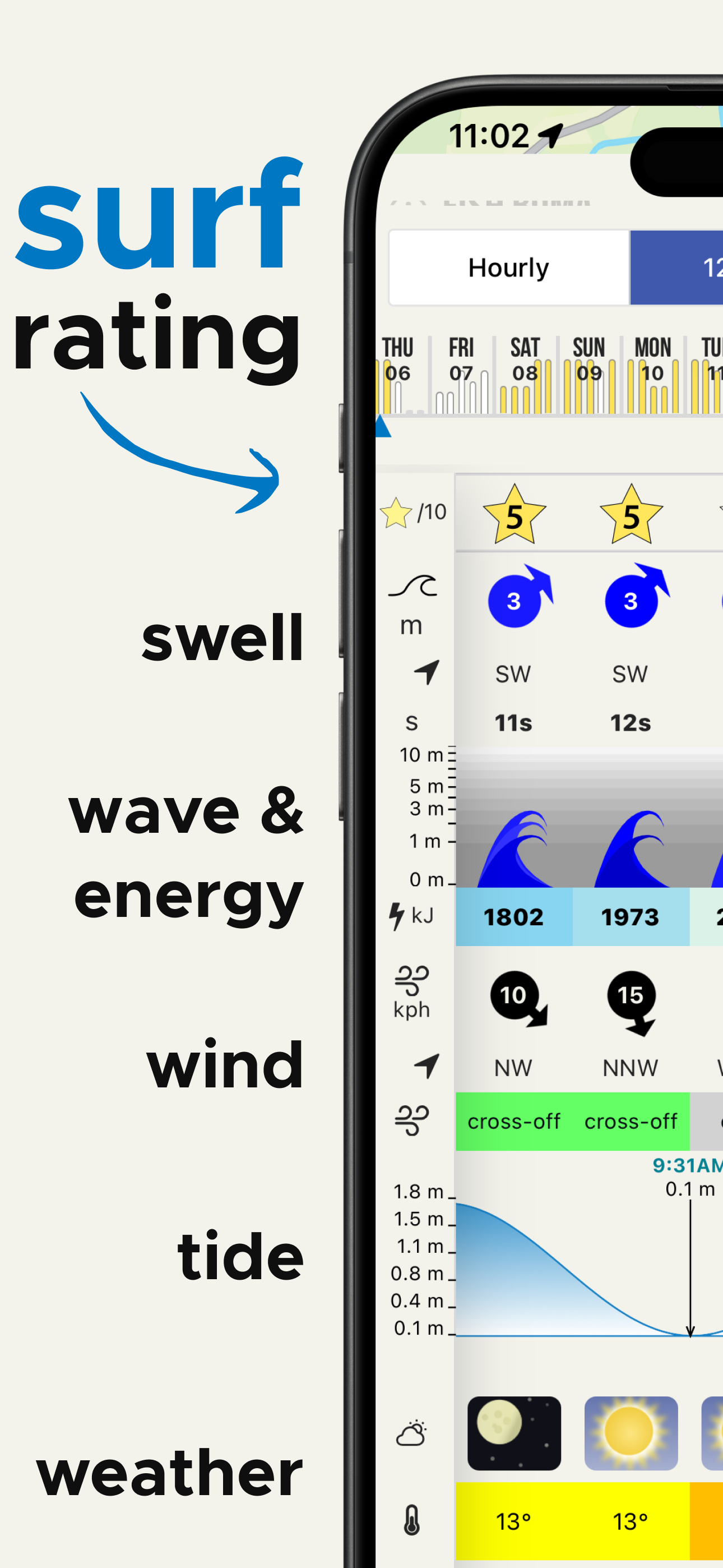 Captura de tela do app de previsão de surf 3