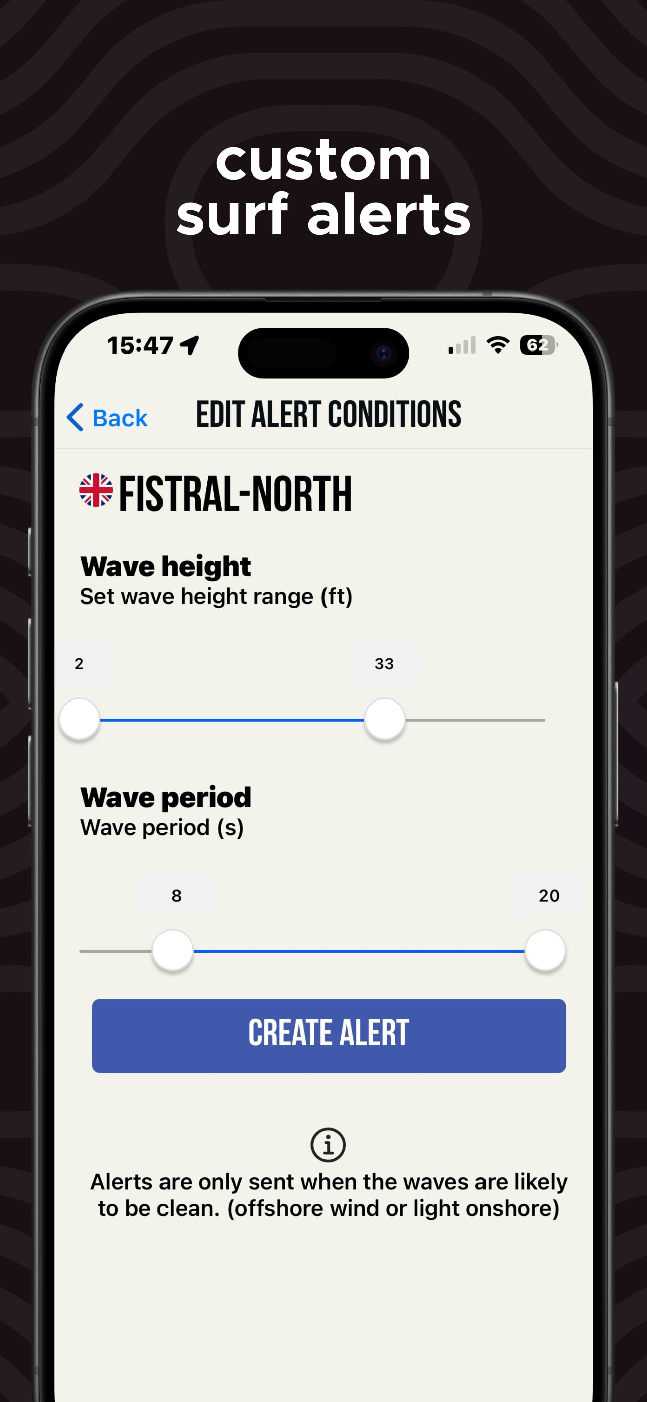 Captura de tela do app de previsão de surf 7