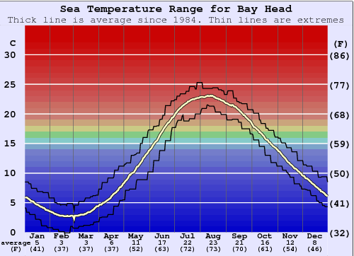 Bay Head Gráfico da Temperatura do Mar