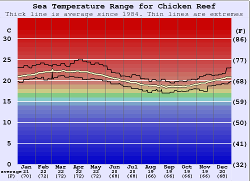 Chicken Reef Gráfico da Temperatura do Mar
