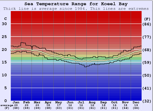 Koeel Bay Gráfico da Temperatura do Mar