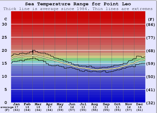 Point Leo Gráfico da Temperatura do Mar