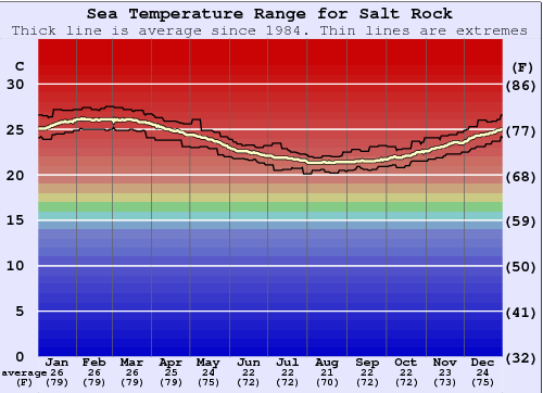 Salt Rock Gráfico da Temperatura do Mar