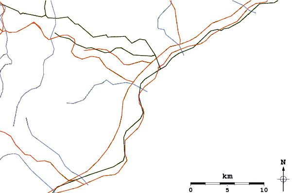 Estradas e rios ao redor Acque-Calde (Savona)