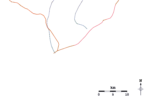 Estradas e rios ao redor Bahia Chileno