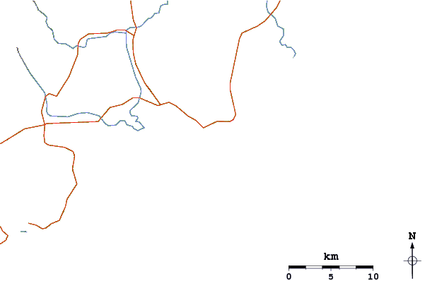 Estradas e rios ao redor Baie des Singes