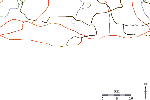 Estradas e rios ao redor Banzai