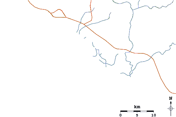 Estradas e rios ao redor Barre de Potosi