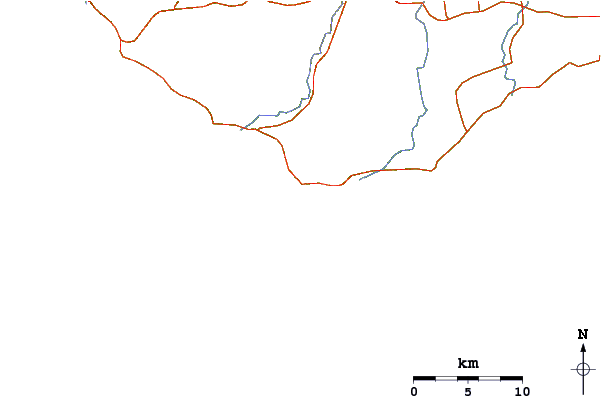 Estradas e rios ao redor Cape Three Points