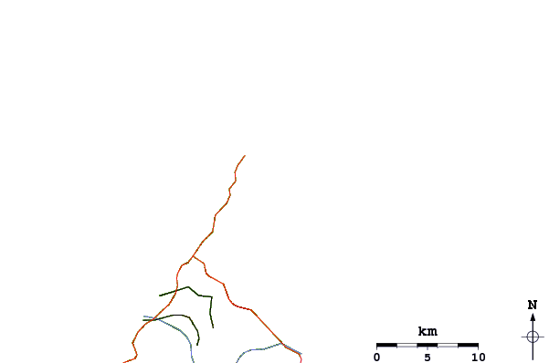 Estradas e rios ao redor Commaret Point