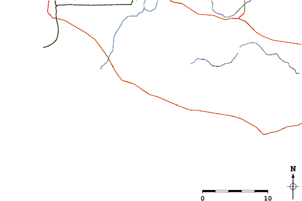 Estradas e rios ao redor County Line