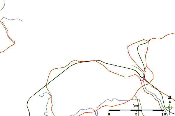 Estradas e rios ao redor Downhill