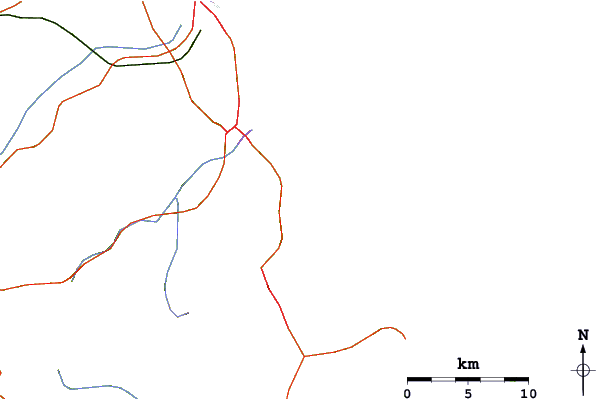 Estradas e rios ao redor Estaleirinho