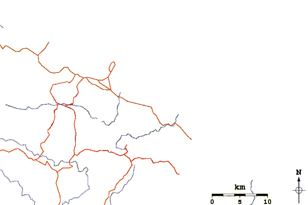 Estradas e rios ao redor Forok Point