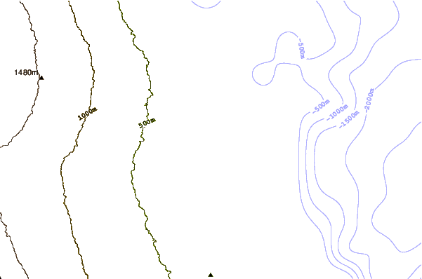 Litoral ao redor Hilo Breakwall