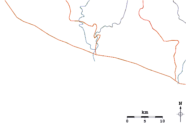 Estradas e rios ao redor Huahua