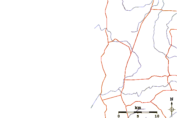 Estradas e rios ao redor Huzzawouie (Huzzas)