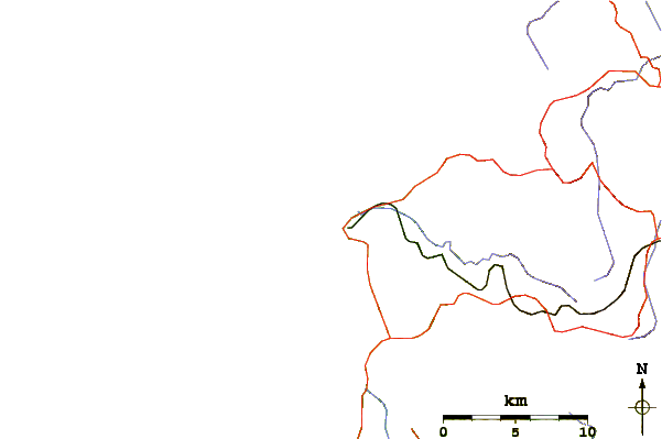 Estradas e rios ao redor Infernillo