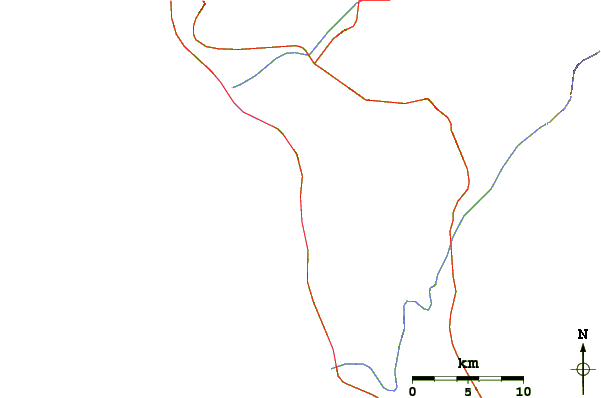 Estradas e rios ao redor K-108