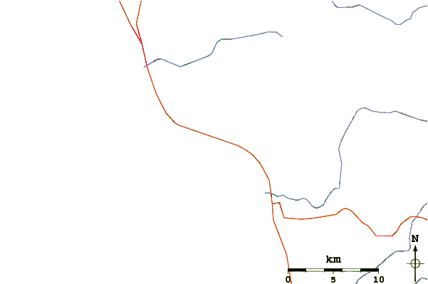 Estradas e rios ao redor K-38