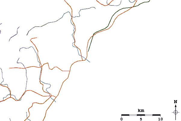 Estradas e rios ao redor Kaifu Rivermouth