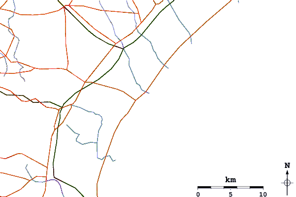 Estradas e rios ao redor Katagai