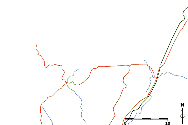 Estradas e rios ao redor Las Peñas