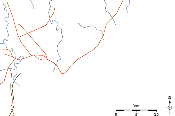 Estradas e rios ao redor Makorori North