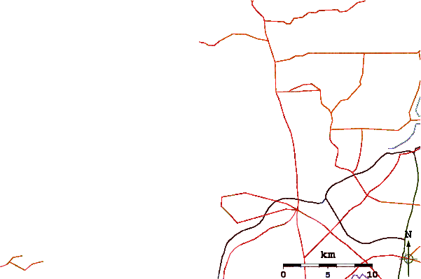 Estradas e rios ao redor Observation City